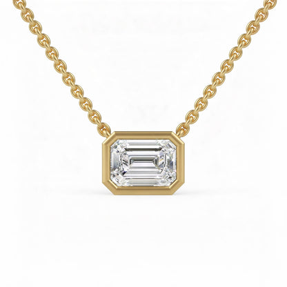 Emerald Bezel Set Pendant with Chain