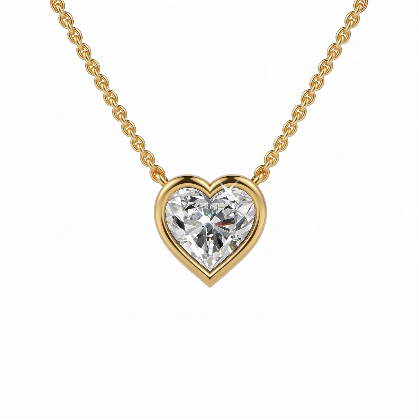 Heart Bezel Set Pendant with Chain