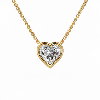 Heart Bezel Set Pendant with Chain