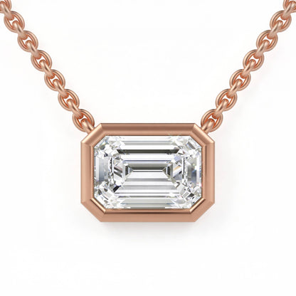 Emerald Bezel Set Pendant with Chain